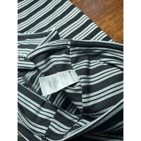 Athleta Black Gray Striped Athetic Legging Running Sz Small - Picture 3 of 6